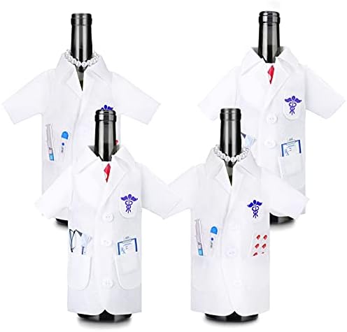 Geiserailie 4 Pcs White Coat Wine Cover Bag for Gifts