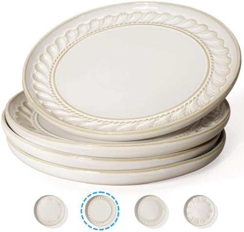 Artena Large Ceramic Dinner Plates Set Of 4 Willow Leaf