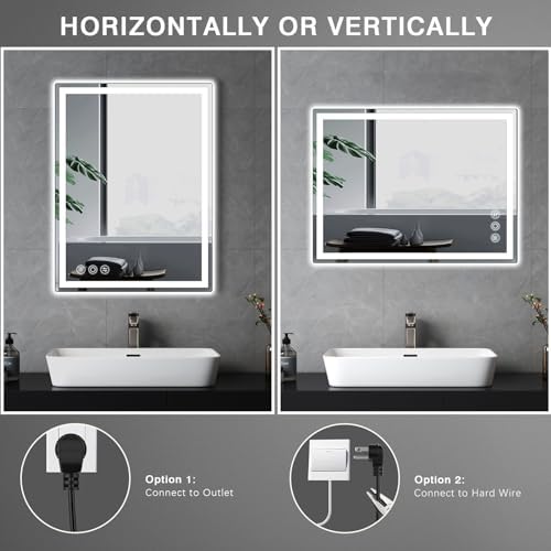 LED Mirror with Front and Back Lighting 20x28 Inch