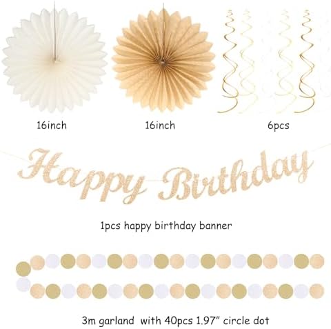 Champagne Gold Beige Fall Boho Birthday Decor Kit 21pcs