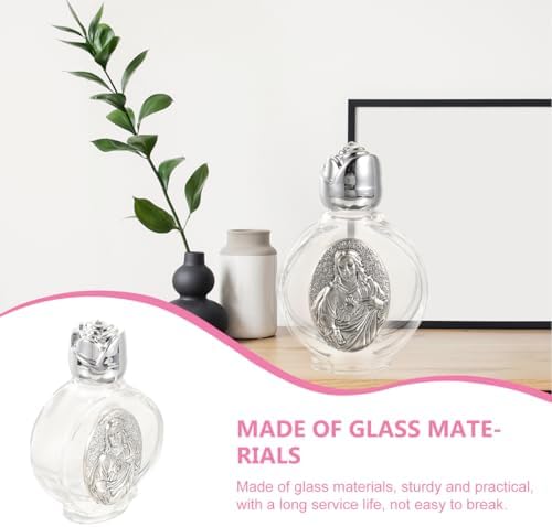 VOSAREA 2 Pack Glass Holy Water Bottles with Silver Cap