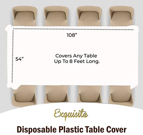 Exquisite 12-Pack White Plastic Tablecloth 54x108 Inch Rectangle