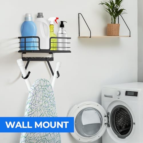 TJMOREE Wall Mount Ironing Board Hanger with Storage Shelf