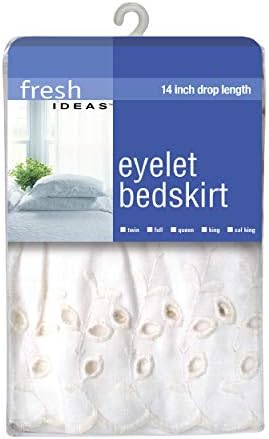 FRESH IDEAS Ruffled Eyelet Bed Skirt Queen White 14 Inch Drop