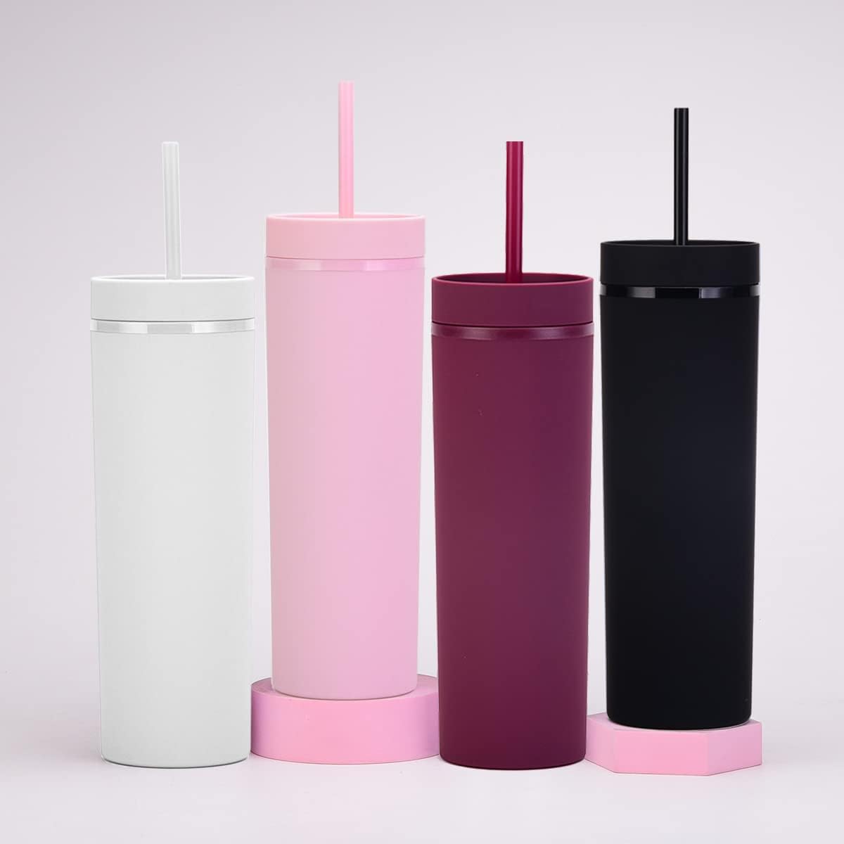Essasea Matte Skinny Tumblers with Lids and Straws 16oz