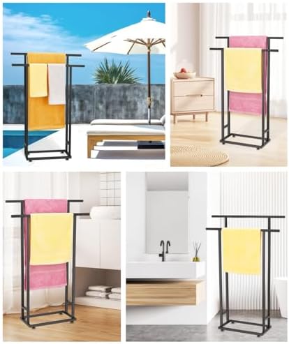 ALHAKIN 2 Tier Standing Towel Rack for Bathroom