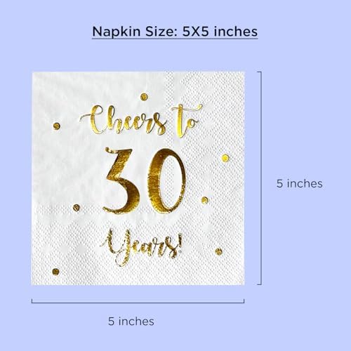 Cheers to 30 Years Cocktail Napkins 50 Pack