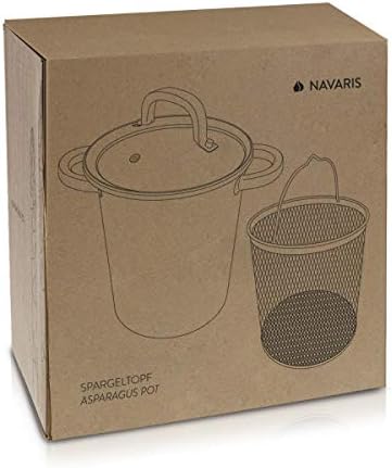 Navaris Asparagus Pot - 41 Qt Stainless Steel Steamer with Removable Basket and Lid