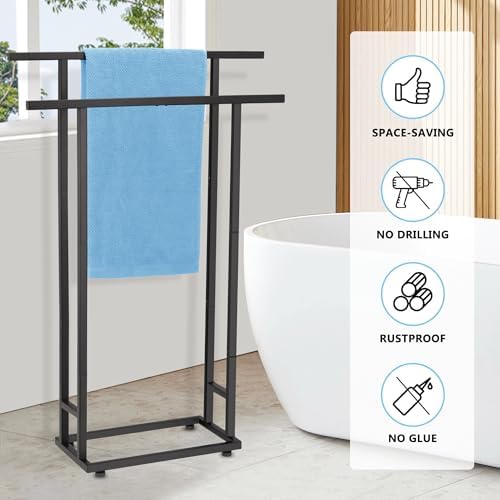 ALHAKIN 2 Tier Standing Towel Rack for Bathroom