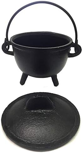 New Age Imports Cast Iron Cauldron with Handle and Lid