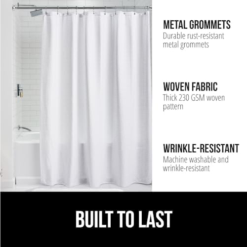 GORILLA GRIP Waffle Shower Curtain 72x72 White
