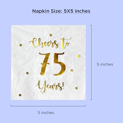 Cheers to 75 Years Cocktail Napkins 50-Pack