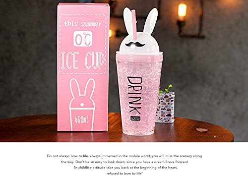 Bunny Pink Travel Tumbler with Straw 480 ml