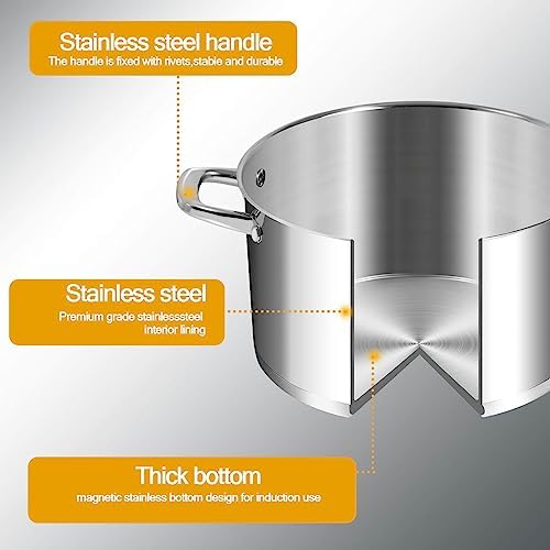 LEUGWAKN 10 Quart Stainless Steel Stock Pot With Lid