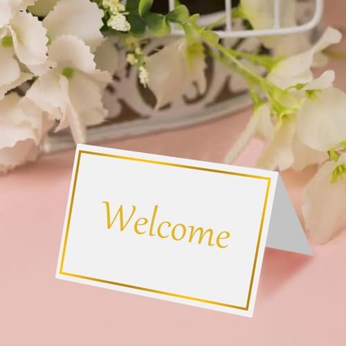 Notoke Place Cards 50Pcs Gold Foil Border Table Setting Cards