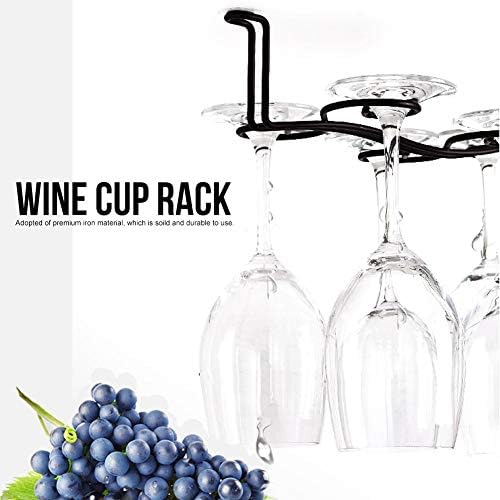 Tomotato Wine Glass Rack with 6 Hooks Black