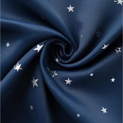WPKIRA Grommet Top Door Curtain Navy Stars Printed