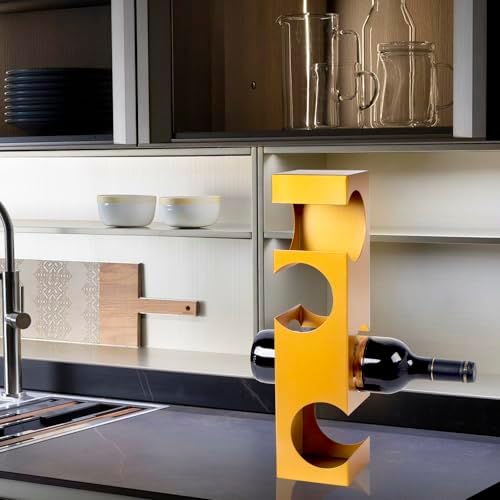 Modern Geometric Wine Rack for Kitchen Bar 4 Bottles