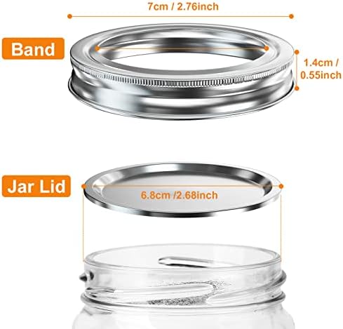 48Pcs Canning Lids and Bands for Regular Mouth Jars