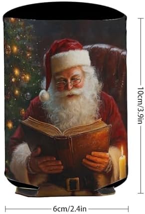 Beer Can Cooler Sleeve with Santa Claus Pattern