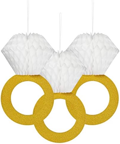 Glitter Gold Honeycomb Diamond Ring Hanging Decorations 3 Pieces