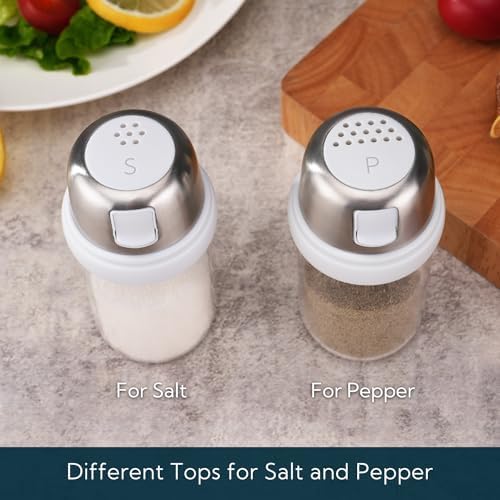 KTCHENDAO 2 in 1 Glass Salt Pepper Shaker Set 4oz White