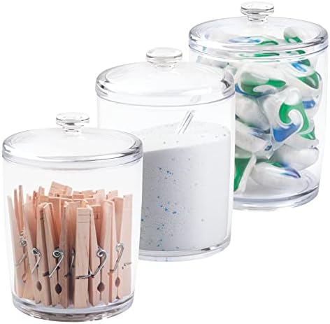mDesign Clear Plastic Laundry Jar Holder Set 3 Pack