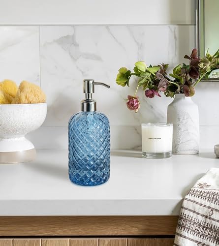 JASAI 18 Oz Gem Patterned Glass Soap Dispenser