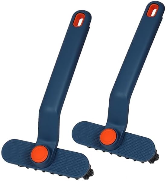 2Pcs Hard Bristle Crevice Cleaning Brush with Rotating Handle