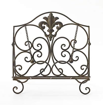 Jemeni Fleur De Lis Cookbook Stand with Antique Brown Finish