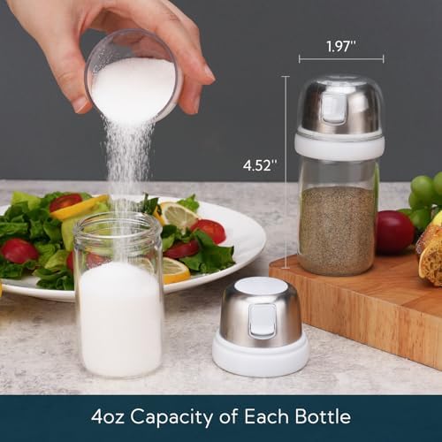 KTCHENDAO 2 in 1 Glass Salt Pepper Shaker Set 4oz White