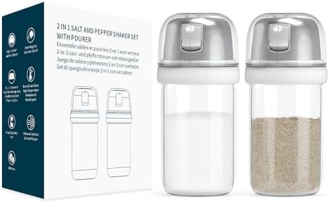 KTCHENDAO 2 in 1 Glass Salt Pepper Shaker Set 4oz White