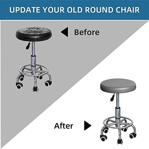 Shukii Round Stool Covers 2 Pack Waterproof PU Slipcovers with Elastic Bands