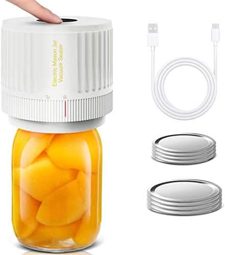 Oxlimkee Electric Mason Jar Vacuum Sealer Cordless White