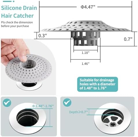 Aluvor 3PCS Silicone Bathtub Hair Catcher