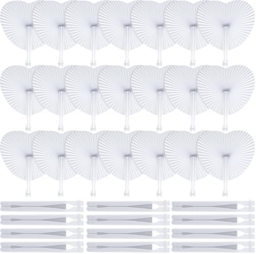 Blulu 60 Pack Decorative Folding Fans White