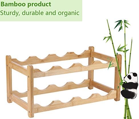 Homevany 8 Bottle 2-Tier Bamboo Wine Rack Space Saving