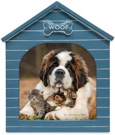 Isaac Jacobs 4x4 Navy Resin Woof Doghouse Frame with Easel and Hanging Tabs