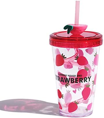 Fruit Kid Travel Tumbler with Straw Reusable Plastic Cup 480 ml
