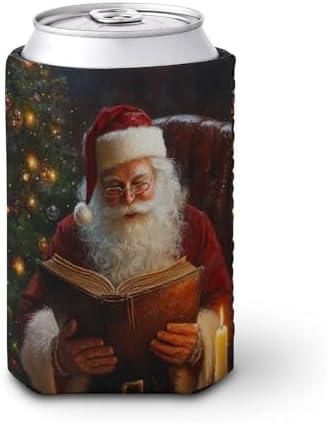 Beer Can Cooler Sleeve with Santa Claus Pattern