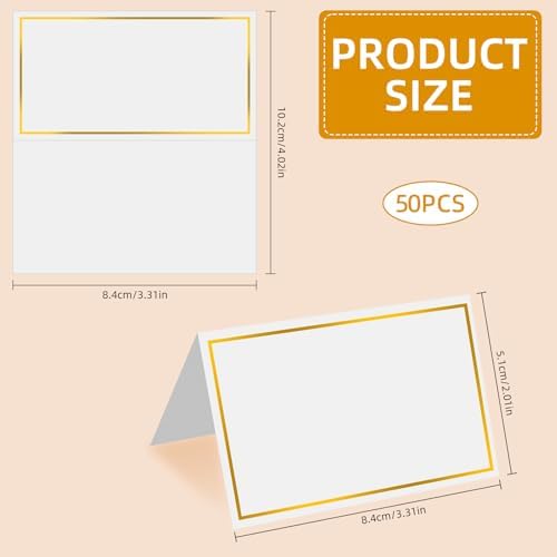 Notoke Place Cards 50Pcs Gold Foil Border Table Setting Cards