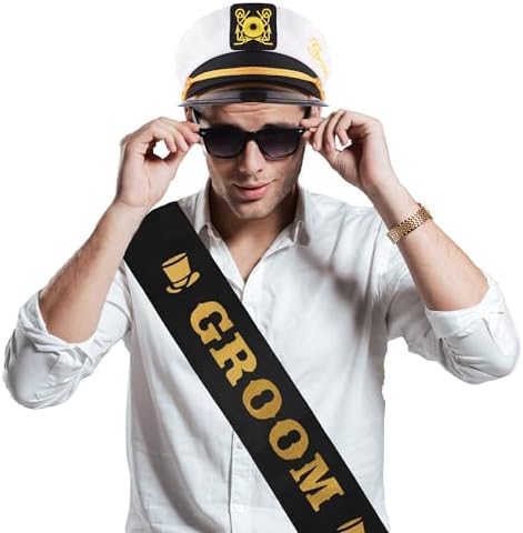 Bachelor Party Captains Hat Glasses Sash Set