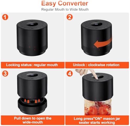 Mason Jar Vacuum Sealer - Rechargeable with 2000mAh Battery