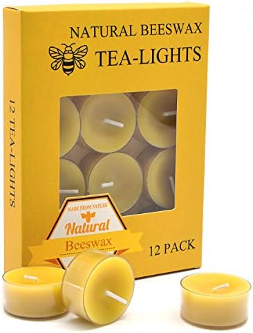 Natural Yellow Beeswax Tea Light Candles 12pcs