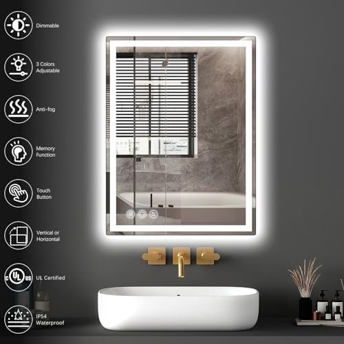 LED Mirror with Front and Back Lighting 20x28 Inch