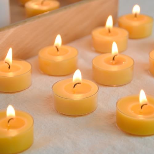 Natural Yellow Beeswax Tea Light Candles 12pcs