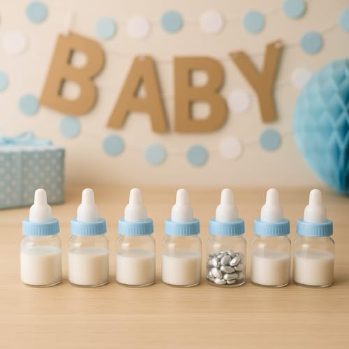 Baby Shower Favor - 36 Pack Mini Milk Bottle Blue Gift Bags
