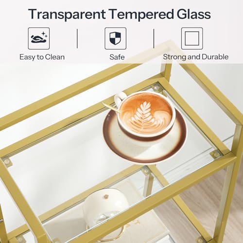 HOOBRO 4 Tier Gold Glass Shelf Stand for Bathroom