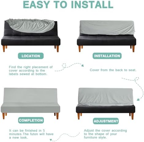 Luv4babe Waterproof Futon Cover for Armless Sofa Bed Gray