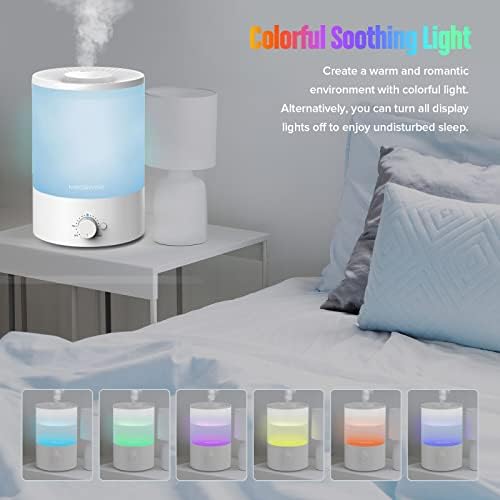 MegaWise Cool Mist Humidifier with Essential Oil Diffuser and Night Light